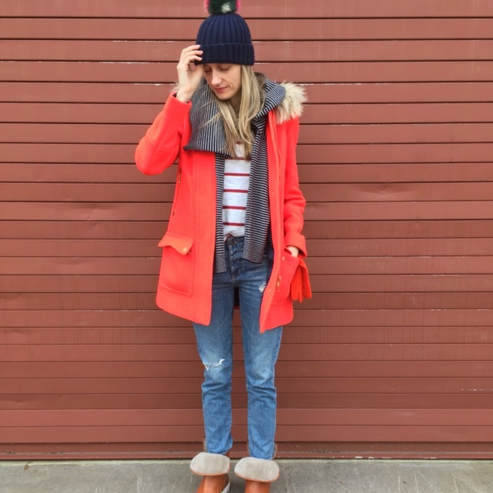 J.Crew Château Parka Coat Red GUC